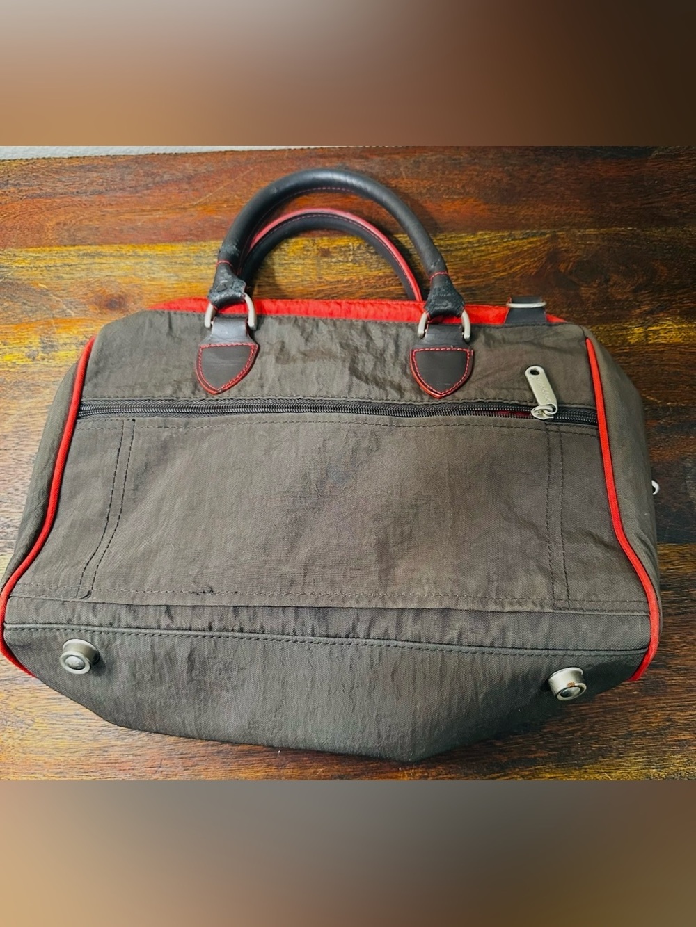 Baggallini Brown and Red Men's Travel Tote - Picture 2 of 4